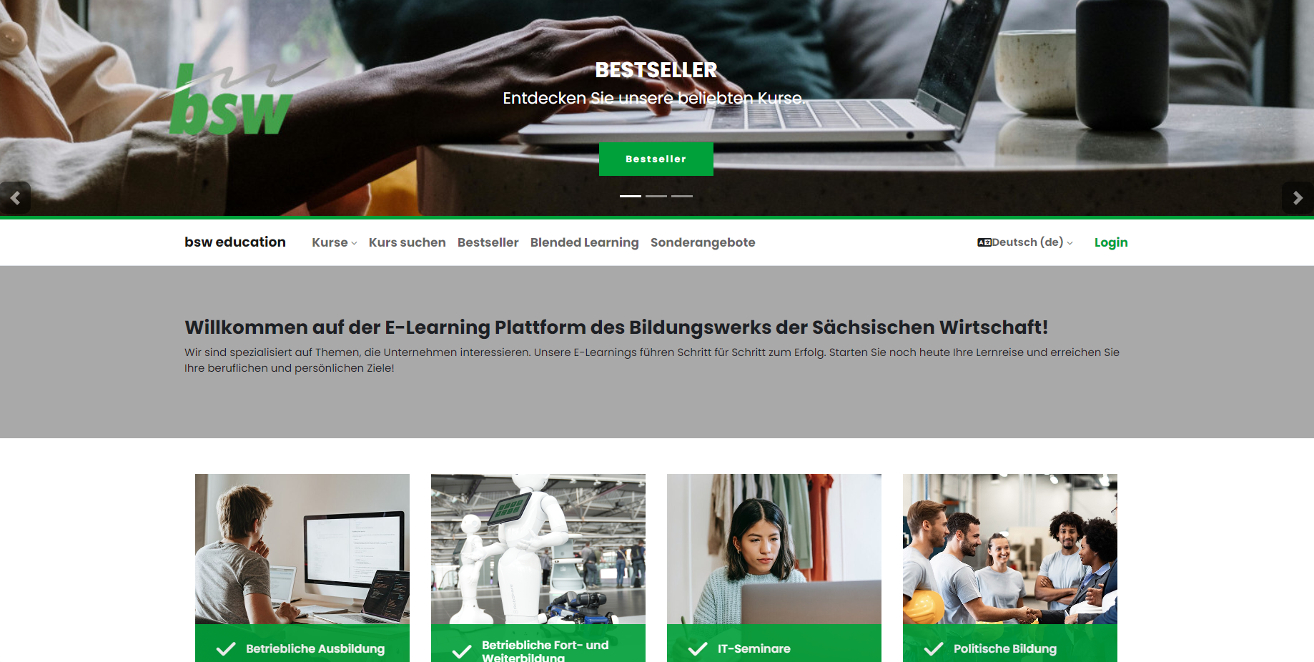 Startseite Lernmanagementsystem Moodle